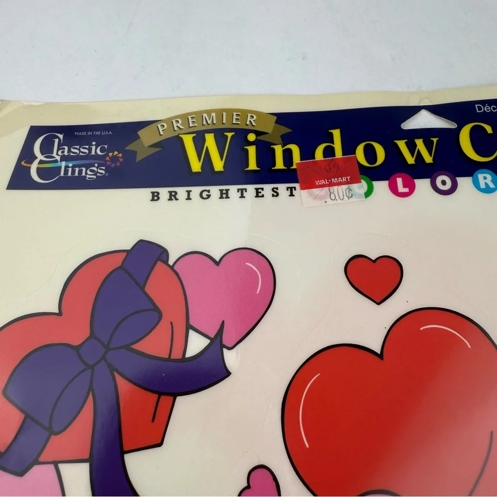 1998 Window Clings Valentine Bears Hearts Classic Clings NEW